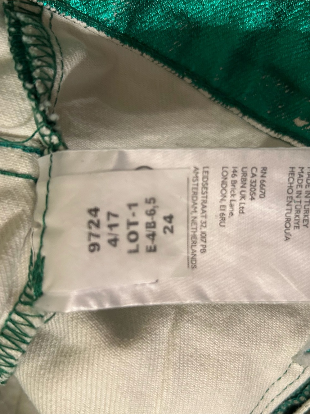 3. Free People Moxie barrel jeans metallic emerald green 24 & 28 - Picture 9 of 16